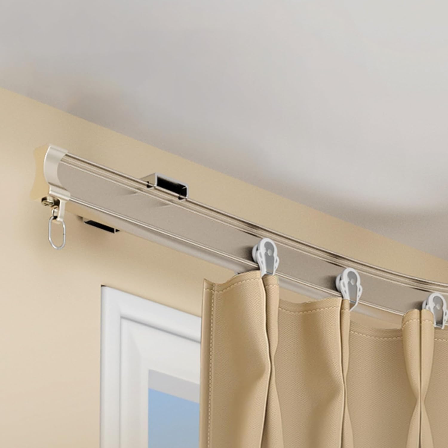 Ceiling Curtain Track, 16.4FT (5m) Flexible Bendable System for Room Divider, Ceiling Rod, RV Curtains - Mount Rail with Track Technology