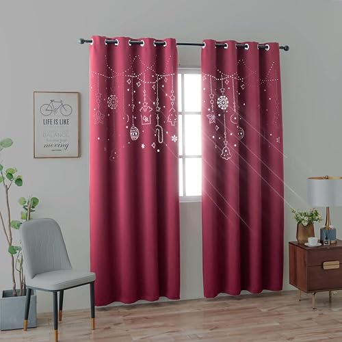 MANGATA CASA Cortinas opacas con recortes de Navidad para adolescentes, niñas, niños, ventana, dormitorio, cuarto de bebé, sala de estar, decoración