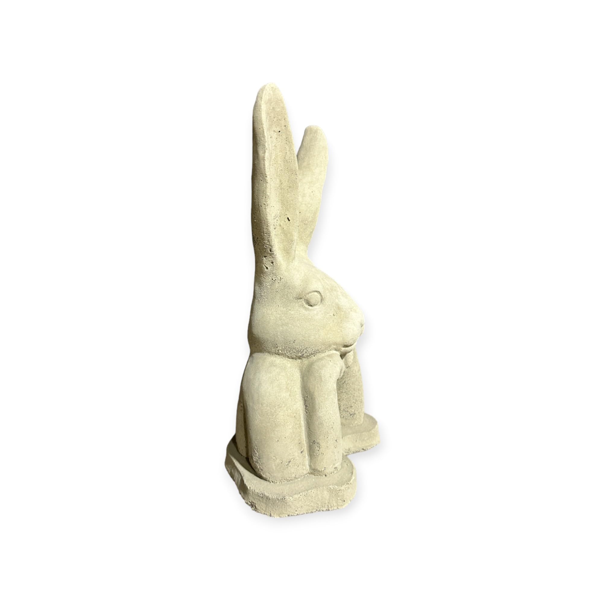 OriginalPaul Skulp & Betondesign Moderner aufgestützter Hase - Steinfigur mit stehenden Ohren (H/B/T: 31/17/13 cm, 3,5 kg) Steinguss für Haus und Garten
