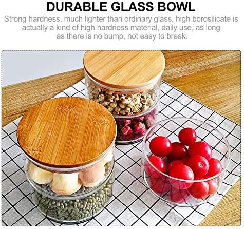 Cabilock Airtight Glass Storage Jars with Lids 2-Tier Stackable Food Canisters Containers Salad Fruit Cooking Bowl for Home Kitchen Nut Pasta Powder Spice Tea Coffee