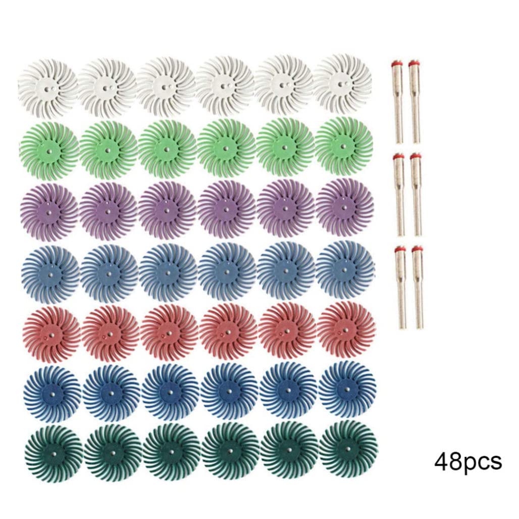 Radial Bristle Disc de 3.0 mm Guño Mixto Surtido de la Rueda de Cepillo abrasivo 48 Piezas, Kit de Disco de cerdas radiales