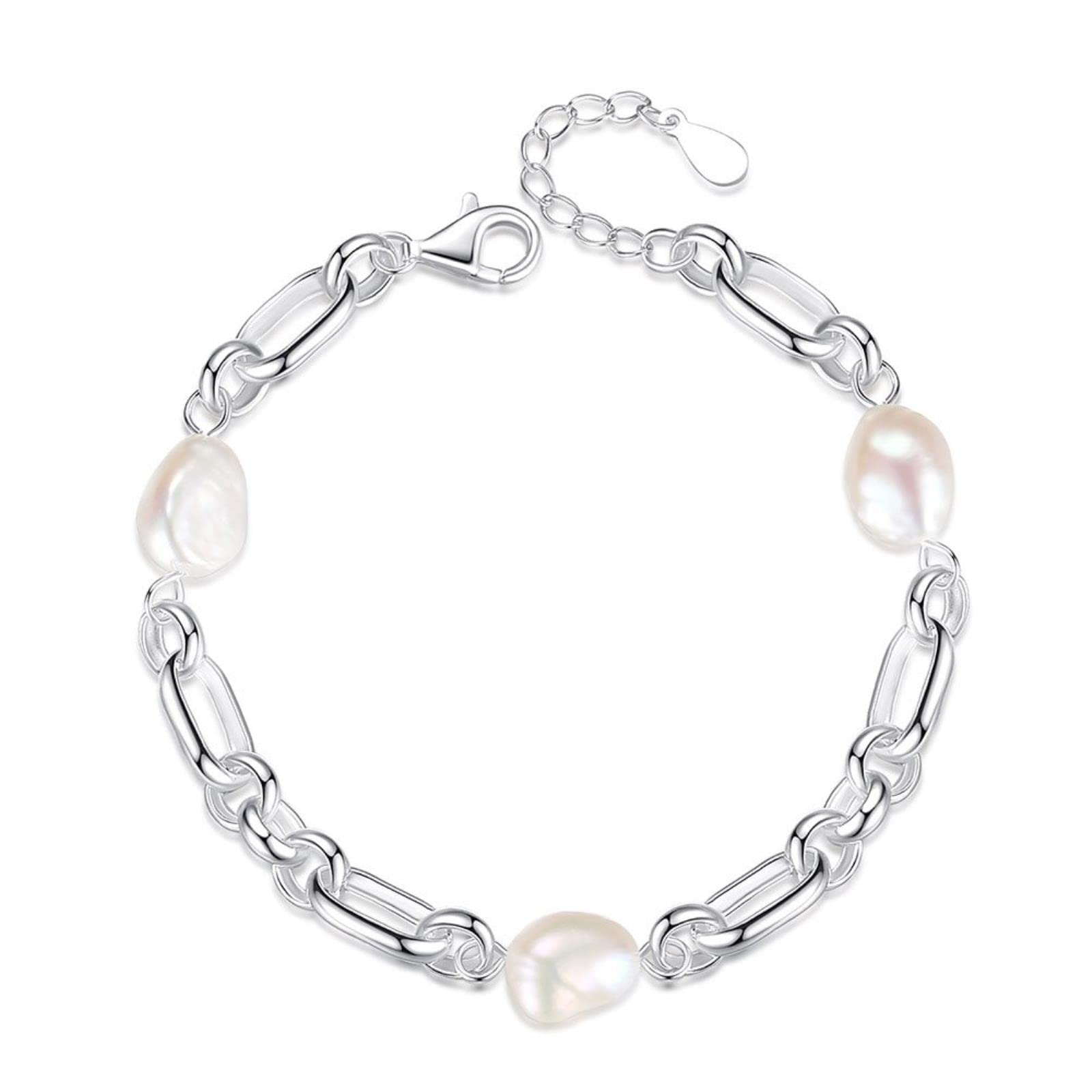 Braccialetto in Argento Sterling 925 Dolce 8mm con Perle Barocche per Le Donne Gioielli da Sposa di Compleanno Fine S925 Da1653