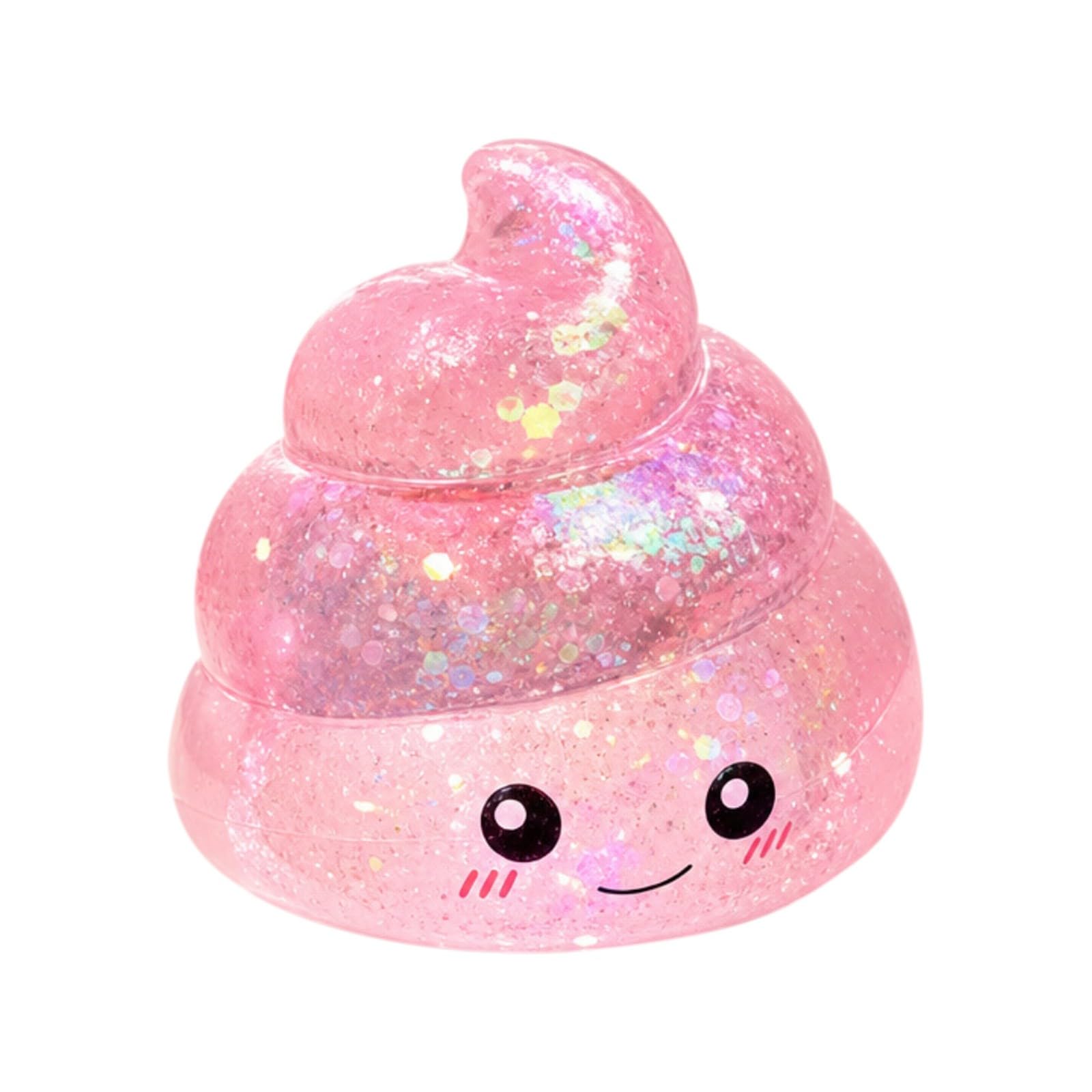 Glitter Squishy Stress Ball, Funny Poo Shaped Novelty Fidget Toy for Adults, Desk Stress Relief, Joke Gift (Pink)
