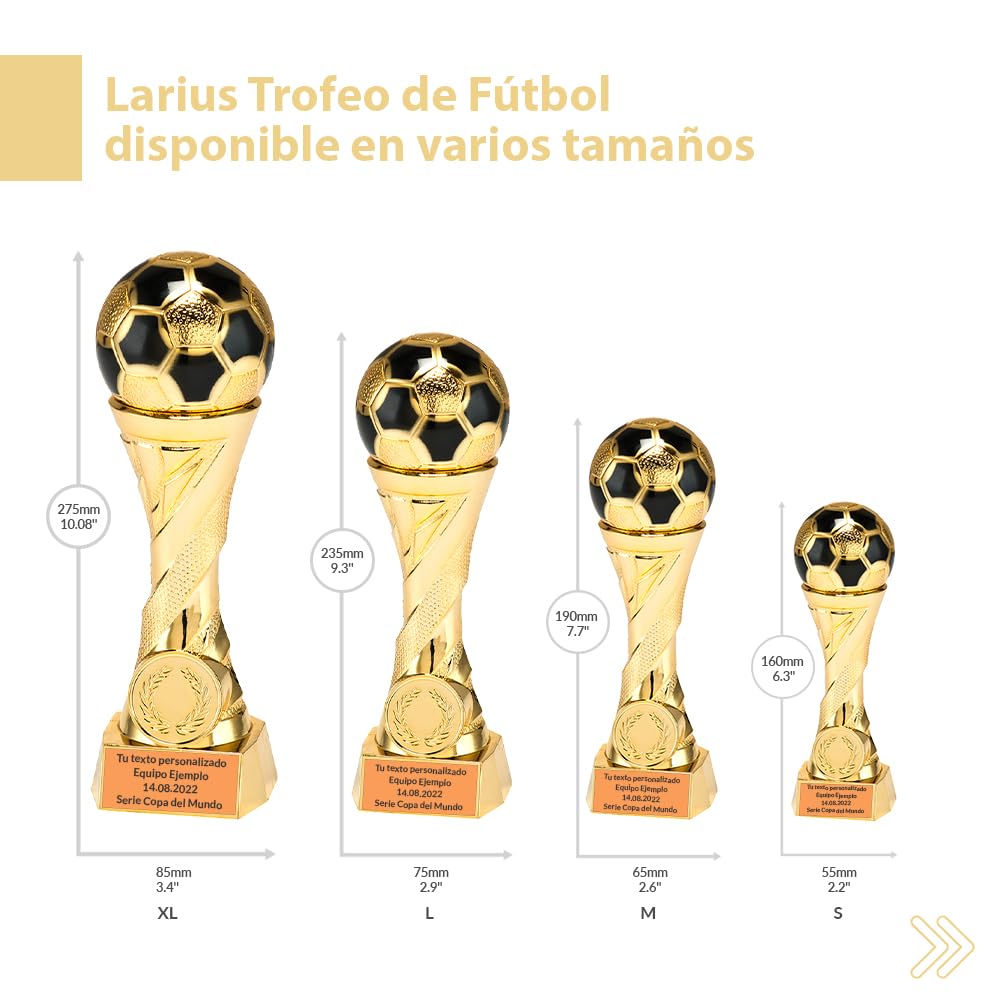 Larius Trofeo de fútbol en Oro y Plata con Grabado Personalizado - 2