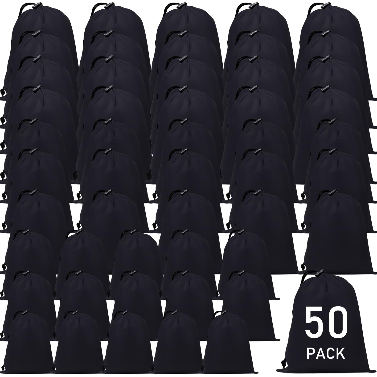 iMucciUpgrade Waterproof Drawstring Bag Sack Nylon Bag Ditty Bag for Gym Traveling, Hiking, Yoga, Shopping, Black, Variety Pack, Classic