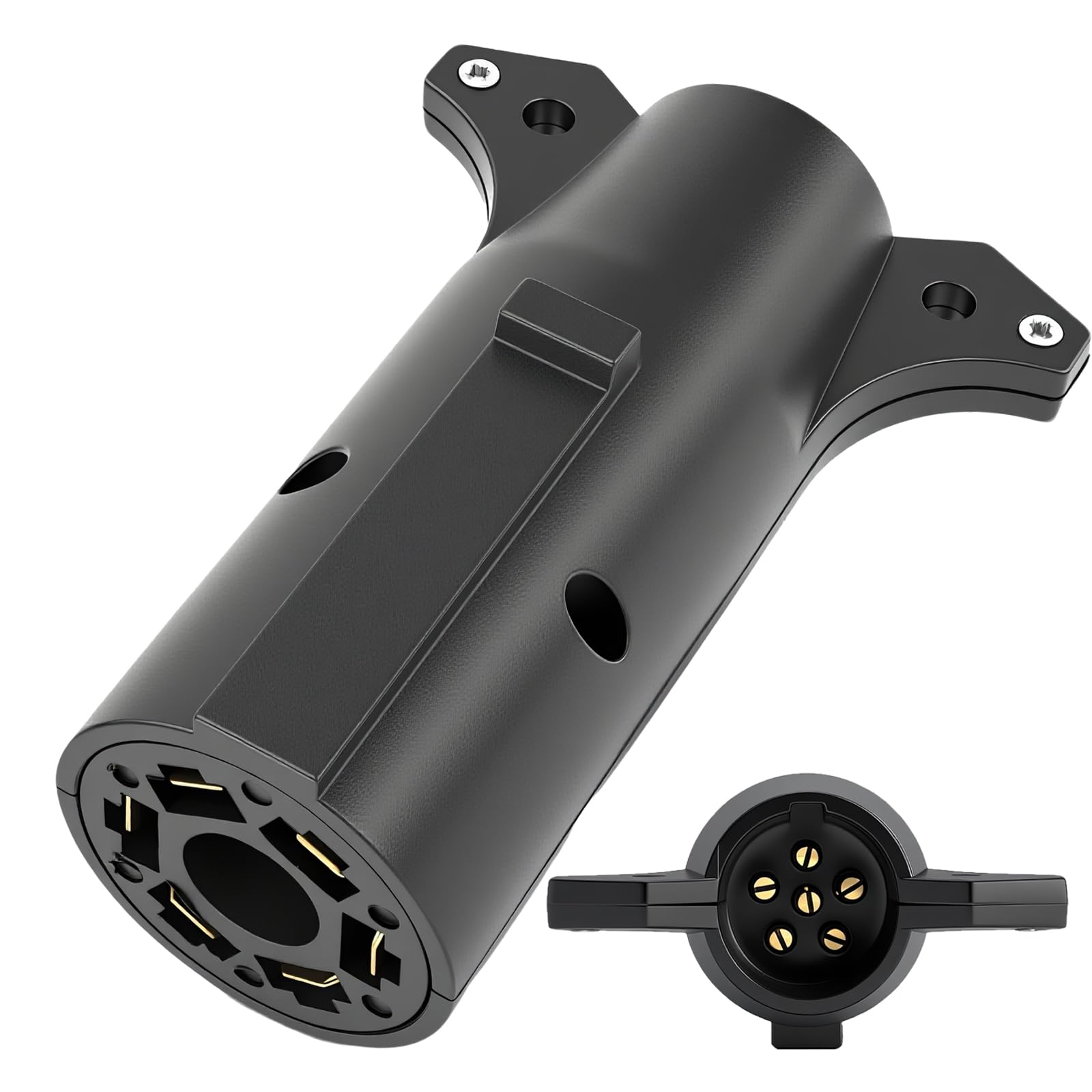 CXTM 7 Pin to 6 Pin Trailer Plug Adapter 7 RV Blade to 6 Pole Round, 6 Way to 7 Way Trailer Adapter 7 Way Blade to 6 Way Round Trailer Wiring Adapter