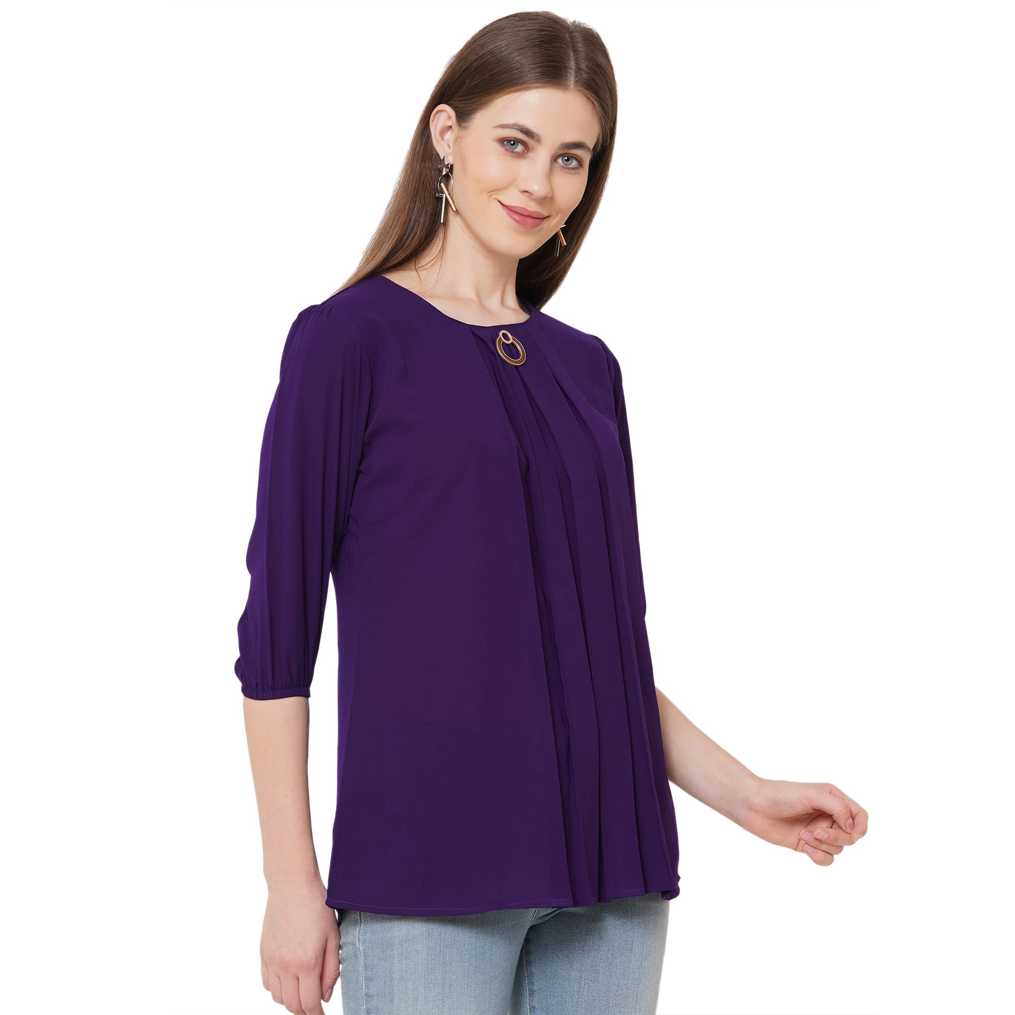 GO-4 IT Women's Pleats Top (1993_Purple_6XL) - Image 3 thumbnail