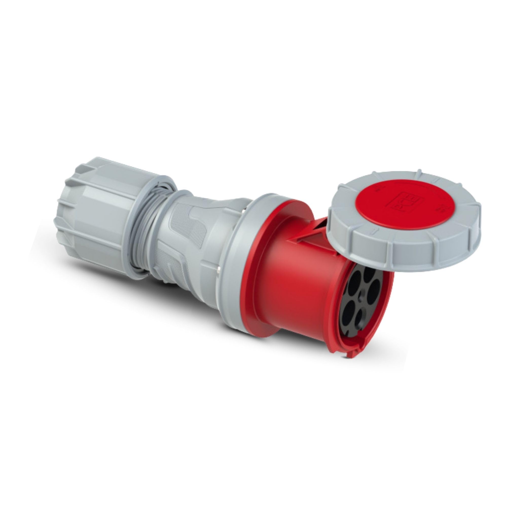 Interflex PCE - Prolunga PowerTwist 125A 5 Poli, IP67, Spina CEE | Accoppiatore industriale con contatti in ottone lamellare, cassa PA6 resistente e protezione antipiega per usi gravosi.