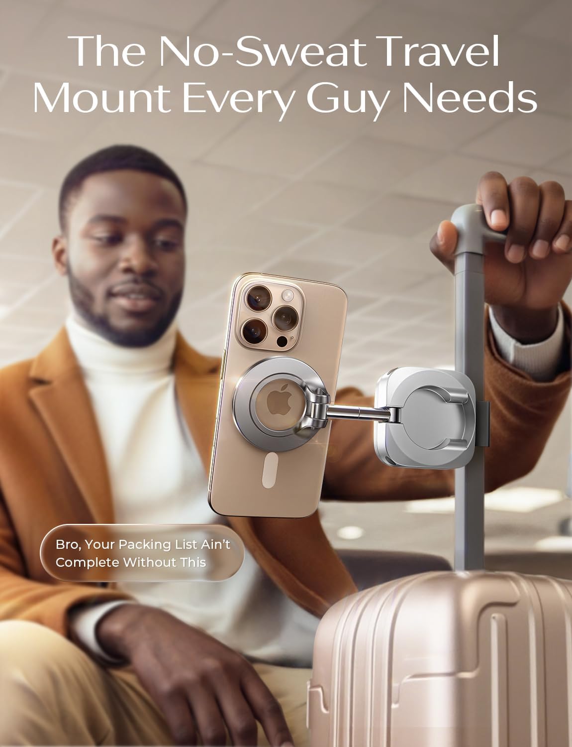 LISEN 360° Magnetic Phone Holder Rotatable Airplane Travel Essentials Phone Holder for Magsafe Car Mount Phone Mount for Flying Accessory for Airplane Travel Must Haves Phone Stand for Desk, Silver image 4