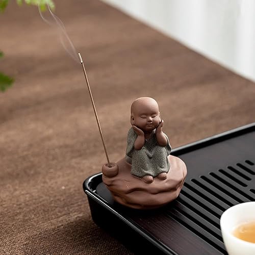 CHBDJY Bonita estatua de monje chino, adorno de palo de incienso de monje de Buda para decoración de escritorio de oficina en casa, té para mascotas CHBDJY Bonita estatua de monje chino, adorno de palo de incienso de monje de Buda para decoración de escritorio de oficina en casa, té para mascotas
