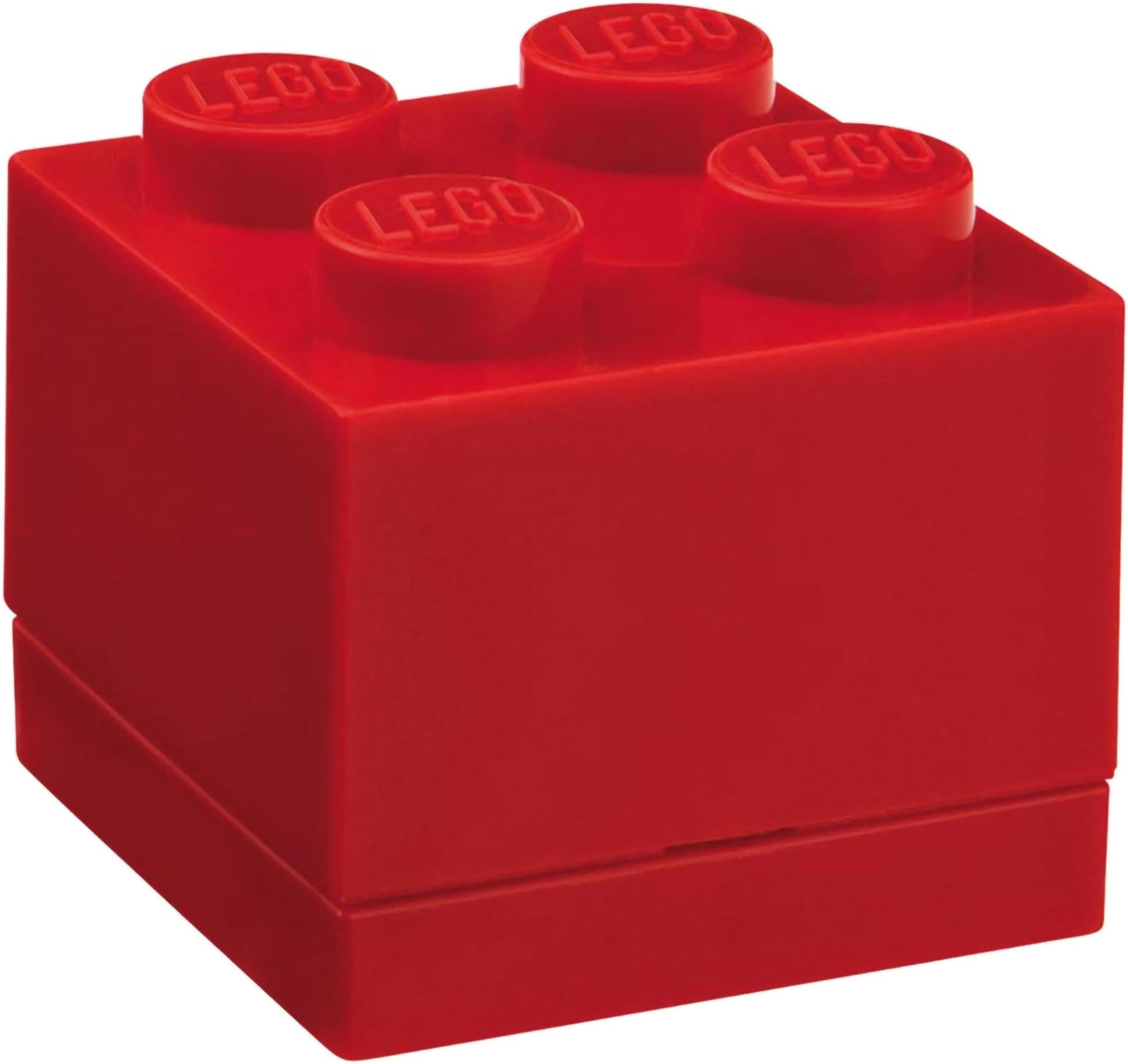 LEGO Mini Box 4 Knobs Red - Versatile Small Storage Box for Snacks, Jewellery, Hair Accessories, Souvenirs & More - Dishwasher Safe, 46 x 46 x 43 mm