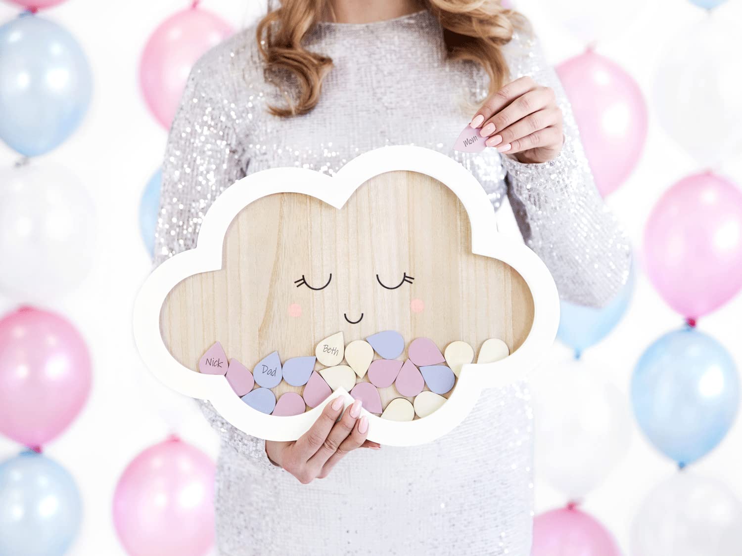 solefavours Luftballoonwelt - Marco de fotos con 30 gotas de madera, 30 x 38,5 cm aprox