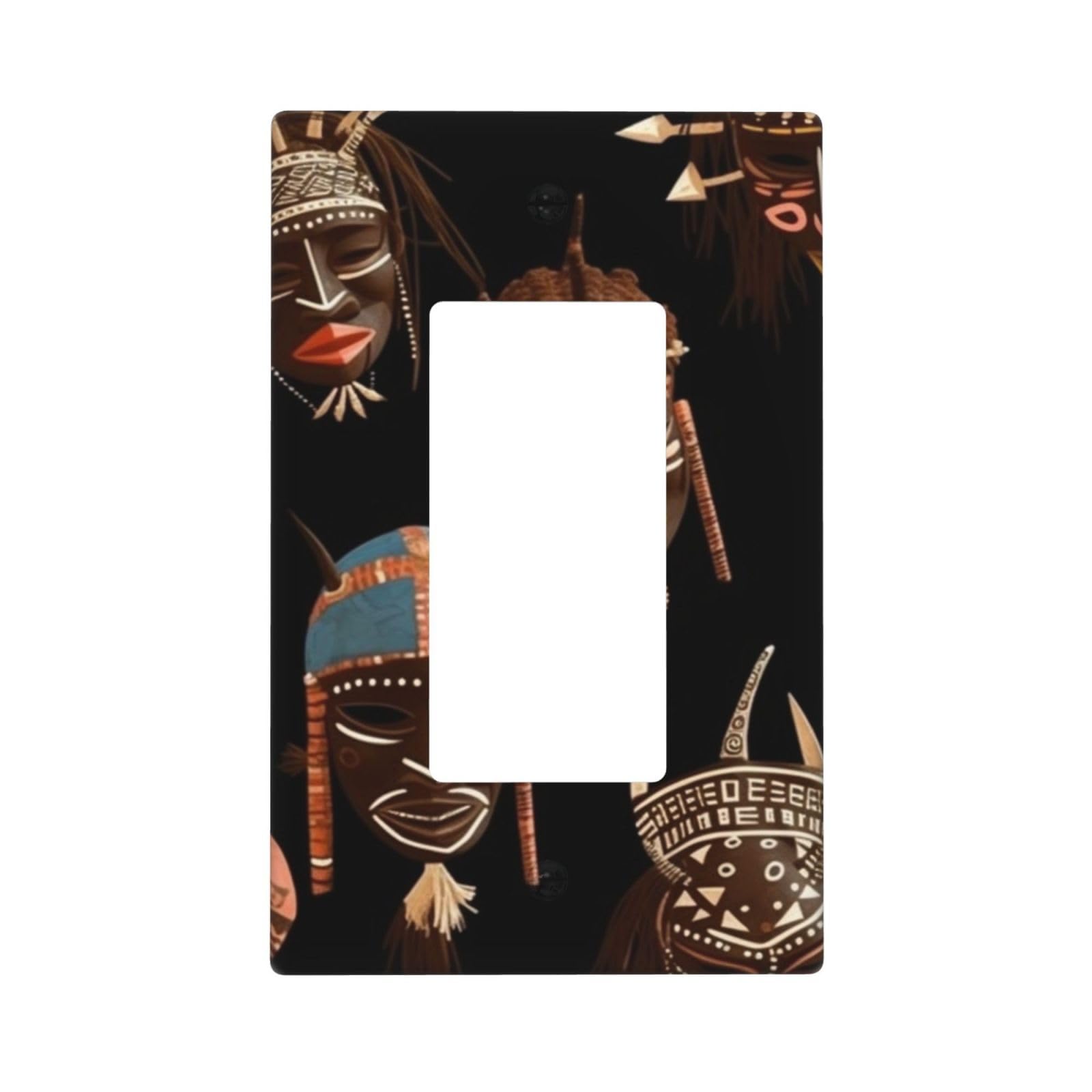 Decorator Wall Plate 1 Gang Light Switch Covers Decorator Receptacle Outlet Covers African Ritual Ethnic Tribal Wall Plates for Electrical Outlets Plug Cover Single Rocker Switch Plates