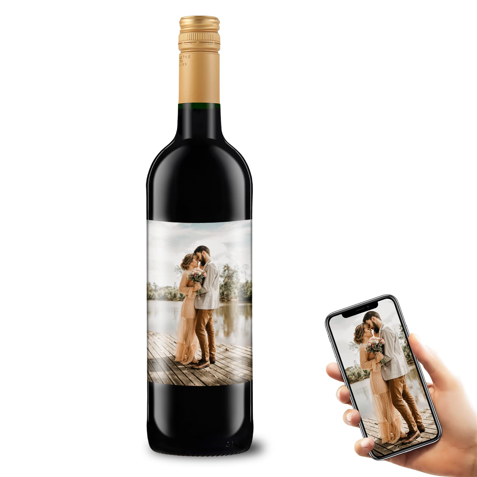 30 Packs Personalized Wine Bottle Labels for Weddings Custom Photo Labels (30 Packs)