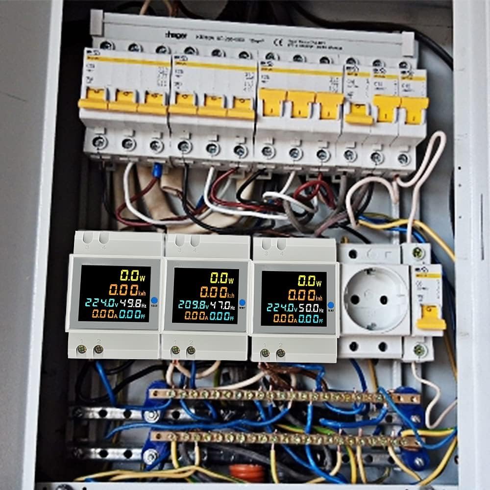 Single Phase Energy Meter Din Rail Electricity Usage Monitor AC 40-300V 100A Voltmeter Ammeter Watt Kwh Frequency Power Meter Built-in CT 110V (D52-2066-WIFI Built-in-CT)