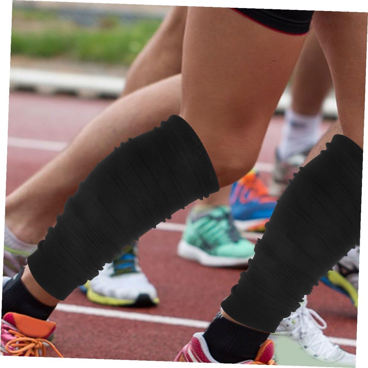 ULTECHNOVO 2pcs Men’s Dark Calf Compression Leg Sleeves Sports Shin Support Socks for Youth Athletes Running and Soccer