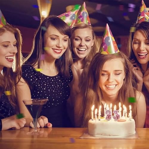 Miniatura 8 de Velas de cumpleaños número 0-9 con purpurina con lazo rosa 3D para decoración de pastel de fiesta de cumpleaños de niña, decoración de baby shower