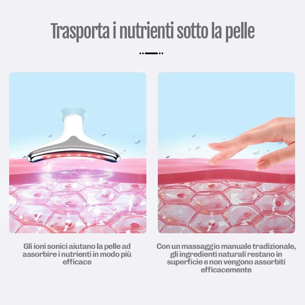 LumiFace Lifting Viso EMS Massaggiatore Viso 3 Modi LED Mascella Guance Collo