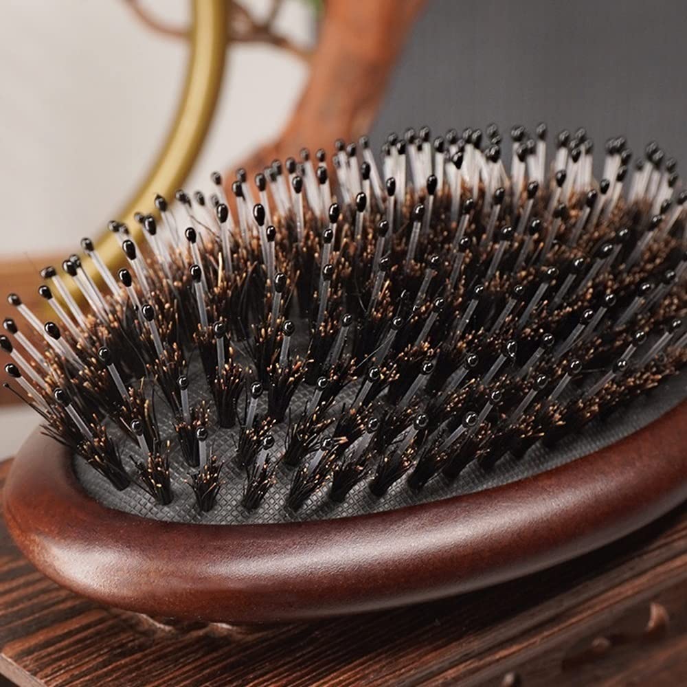Haarbürste, Haarbürste for Männer, Frauen, Kinder, natürliche Wildschweinborsten-Haarbürste for dickes, lockiges, dünnes, langes, kurzes, nasses oder trockenes Haar, verleiht Glanz und macht das Haar