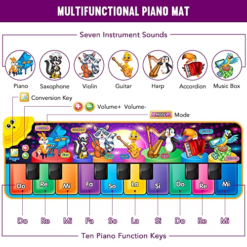 Kids Musical Piano Mats With 25 Music Sounds,Musical Toys Baby Floor Piano Keyboard Mat Carpet Animal Blanket Touch Playmat Early Education Toys For 1 2 3 4 5 6+ Year Girls Boys Toddlers #TOP1