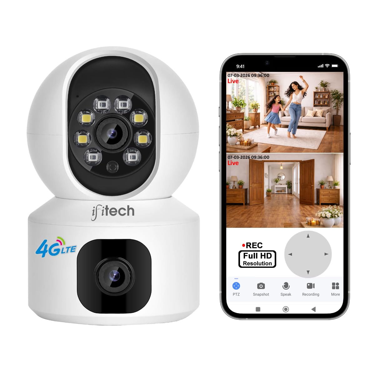 IFITech 4MP HD Smart 4G Dual-Lens CCTV Camera – 4G LTE Connectivity | 360° Coverage | Two-Way Audio | Colorful Night Vision | True Plug & Play, Easy Setup | Made in India | IFI-4G1N-image-10