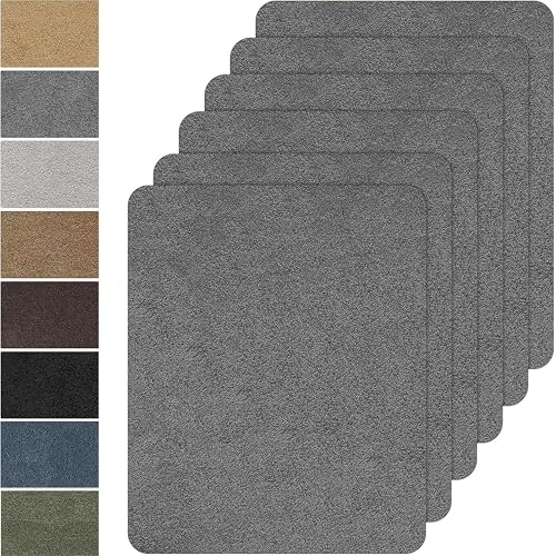 Flicken Selbstklebend Stoff,6 Stück 20x30cm Mikrofaser-Patches,Stoff Reparatur Patches Selbstklebend,Samt Reparaturflicken für Sofa, Autositze, Kleidung (Dunkelgrau)