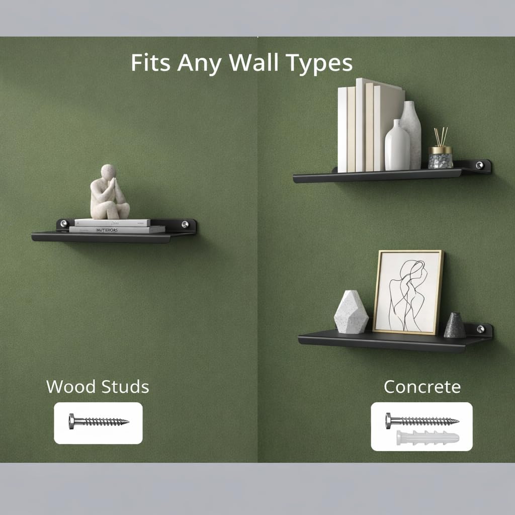 OrganizeMee Metal Small Wall Mounted Shelves,Bluetooth Speaker,Wi-Fi Camera Stand Corner Floating Shelf for Living Room & Bedroom,Home Decor Items Plant Pot mounting Racks, Speaker Stand(Black) 1