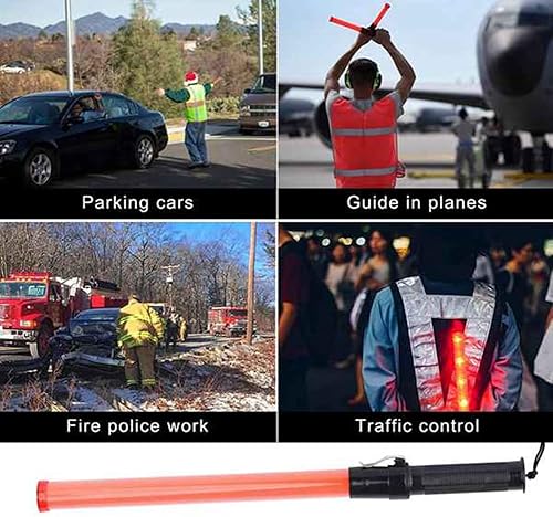 Miniatura 6 de Bastones de tráfico, bastones de control de tráfico, bastones de luz, bastones de señal para estacionamiento y aeropuertos, 16 pulgadas, 2 unidades,