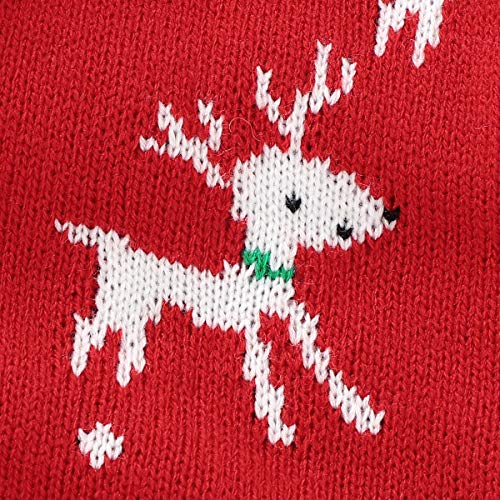 Borlai Pasgeboren Baby Kerst Romper Outfit Peuter Jongen Meisje Rood Herten Gebreide Trui Jumpsuit Ronde hals Overall Bodysuit - Afbeelding 3