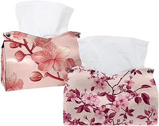 Paquete de 2 fundas para caja de pañuelos, color rosa cereza, 7.5 x 5 x 6 pulgadas