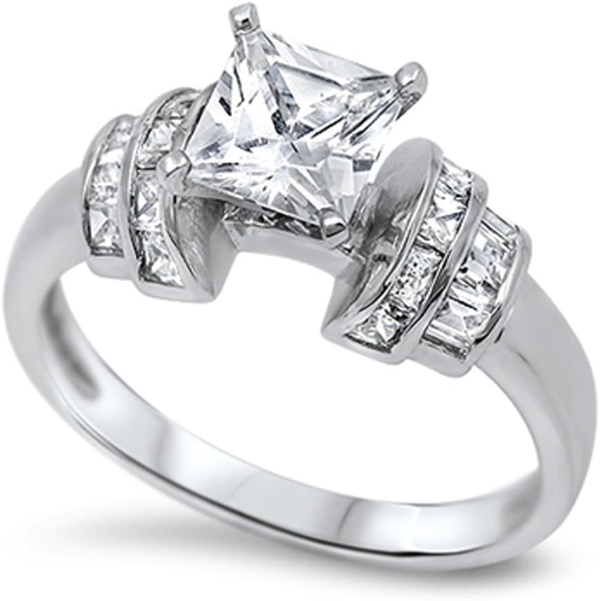 CHOOSE YOUR COLOR Sterling Silver Square Wedding Ring