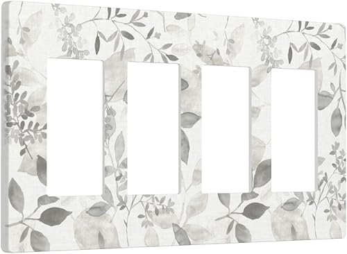 Miniatura 260 de Placa de pared dúplex de receptáculo de dispositivo de 1 gang de madera envejecida blanca gris con veta de tablón, cubierta de enchufe eléctrico de