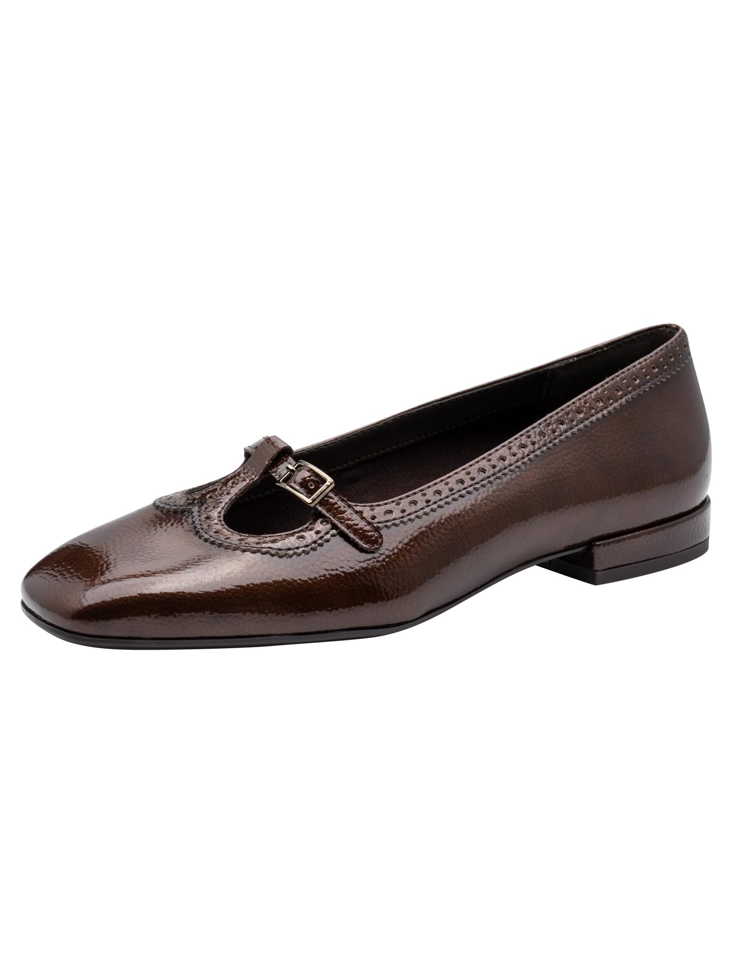 Tamaris Women's Ballerina Flat with Strap, Brown (Brown Patent), 37
