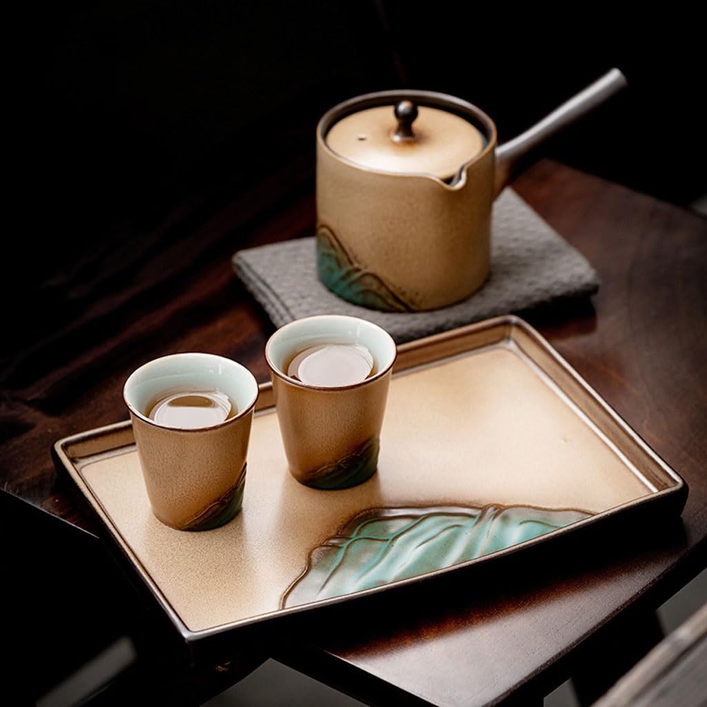 Zestaw do herbaty Gongfu, chiński stolik do herbaty, ceramiczna taca do herbaty, taca do herbaty Kung Fu, zestaw do herbaty, kreatywna taca do herbaty suchej, mała taca do herbaty do nauki w domu