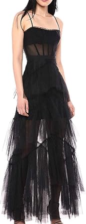 bcbg tiered ruffle gown