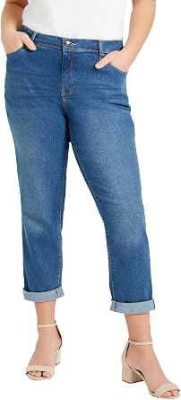 Roaman's Women's Plus Size 24/7 Stretch Boyfriend Jean