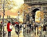 YEESAM ART Paint by Number Kits for Adults Kids - Arc de Triomphe Triumphal arch View 16x20 inch Linen Canvas (Without Frame)