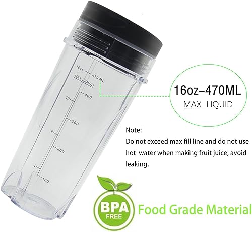 Miniatura 3 de Taza de una sola porción de 16 onzas para licuadora profesional Ninja BL770 BL780 BL660, piezas de repuesto para licuadoras Ninja All Pro de 4