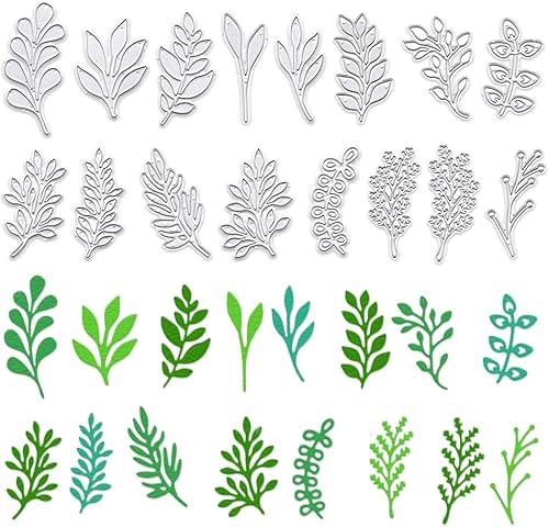 ALIBBON 16 piezas de troqueles de hojas para hacer tarjetas, troqueles de corte de hojas de rama, moldes de plantillas de metal, hojas de flores