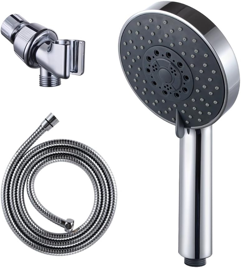 KES DP501B Bath FIVE Function Handheld Shower Head with Extra Long Hose and Shower Arm Mount, Polished Chrome