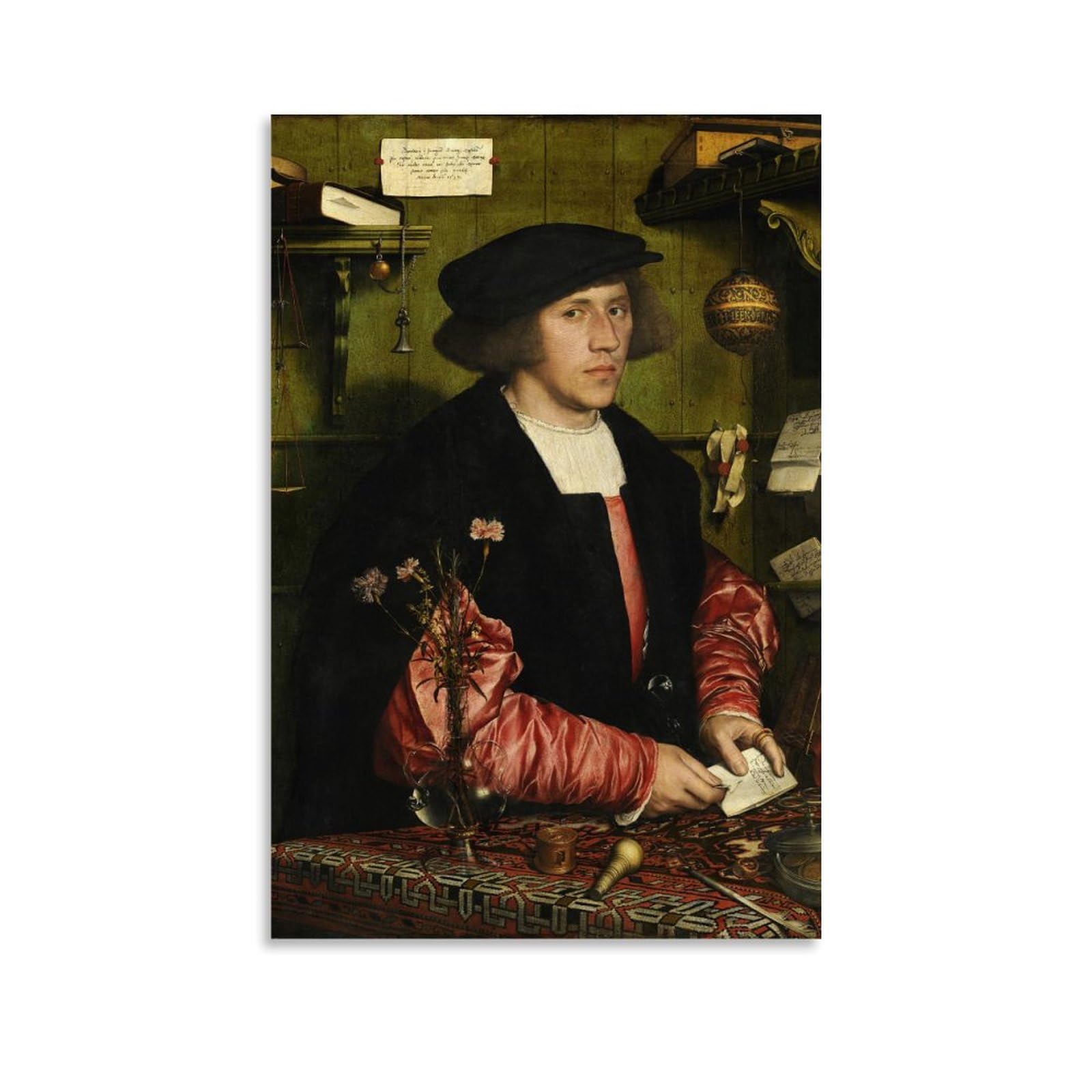 Yiqusoft Unframe-Style Hans Holbein The Younger Portrait Of The Merchant Georg Giese Poster Painting On Canvas Wall Art Scroll Picture Print Living Room Walls Decor Homes 12X18inch(30X45cm)