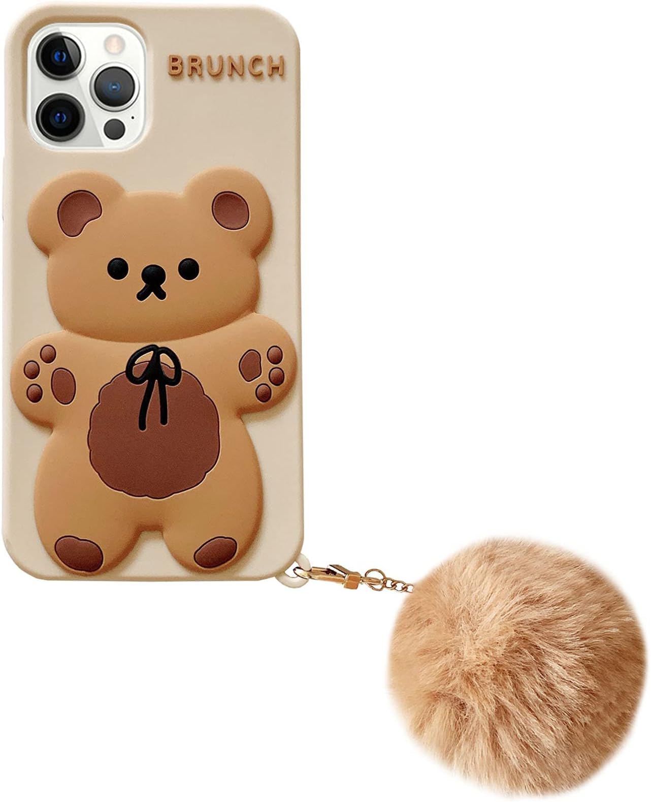 Yatchen Kawaii Phone Cases Apply to iPhone 12/12 Pro,Cute Cartoon Bear Phone Case with Keychain Teddy Bear Phone Case 3D iPhone 12 Case Soft Silicone Shockproof Cover Women Girls for iPhone 12 Pro