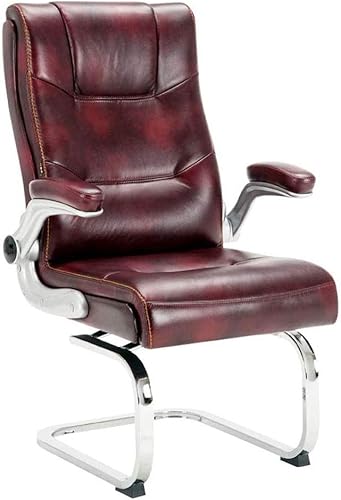 Silla de oficina de cuero con silla de soporte lumbar, cojín de asiento grueso, altura ergonómica del asiento y respaldo del asiento y silla de