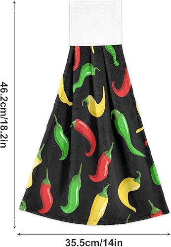 Miniatura 3 de Hot Chili Peppers - Juego de 2 toallas de mano suaves y absorbentes, decorativas, para baño, secado rápido, barra de té, toalla colgante para baño,