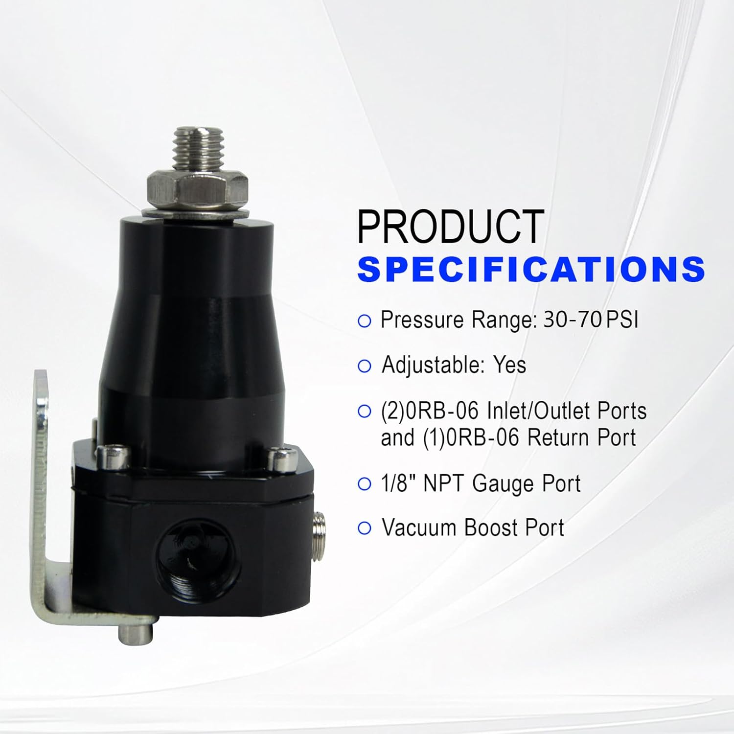 Adjustable EFI Bypass Fuel Pressure Regulator with Dual -6 ORB Inlets and Single -6 ORB Bypass Port, Compatible with High-Flow Fuel Systems