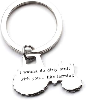 bobauna Farm Tractor Keychain I Wanna Do Dirty Stuff With You Like Farming Farmer Gift For Dad Uncle Husband (tractor farming keychain)