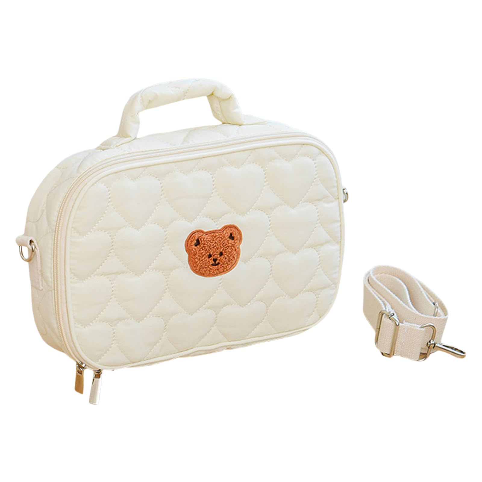 Lightweight Diaper Bag Tote & Crossbody – Multi-Functional Baby Organizer – Stylish Convertible Mommy Shoulder Bag for Travel, Daily Outings (Little Bear Heart)
