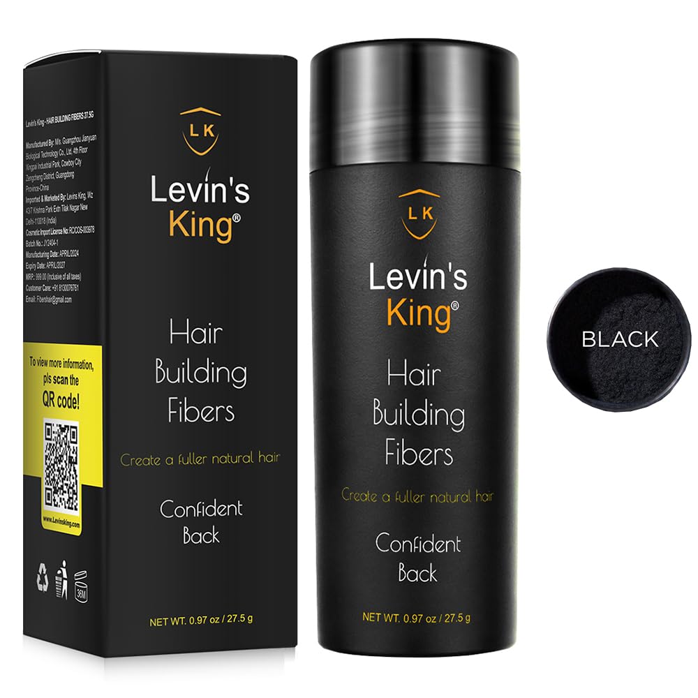 Levins King™ Hair Building Fiber, Hair concealer Black Color (Black)-image-17