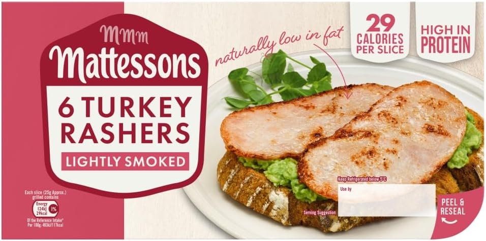 Mattessons 6 Smoked Turkey Bacon Rashers 150g
