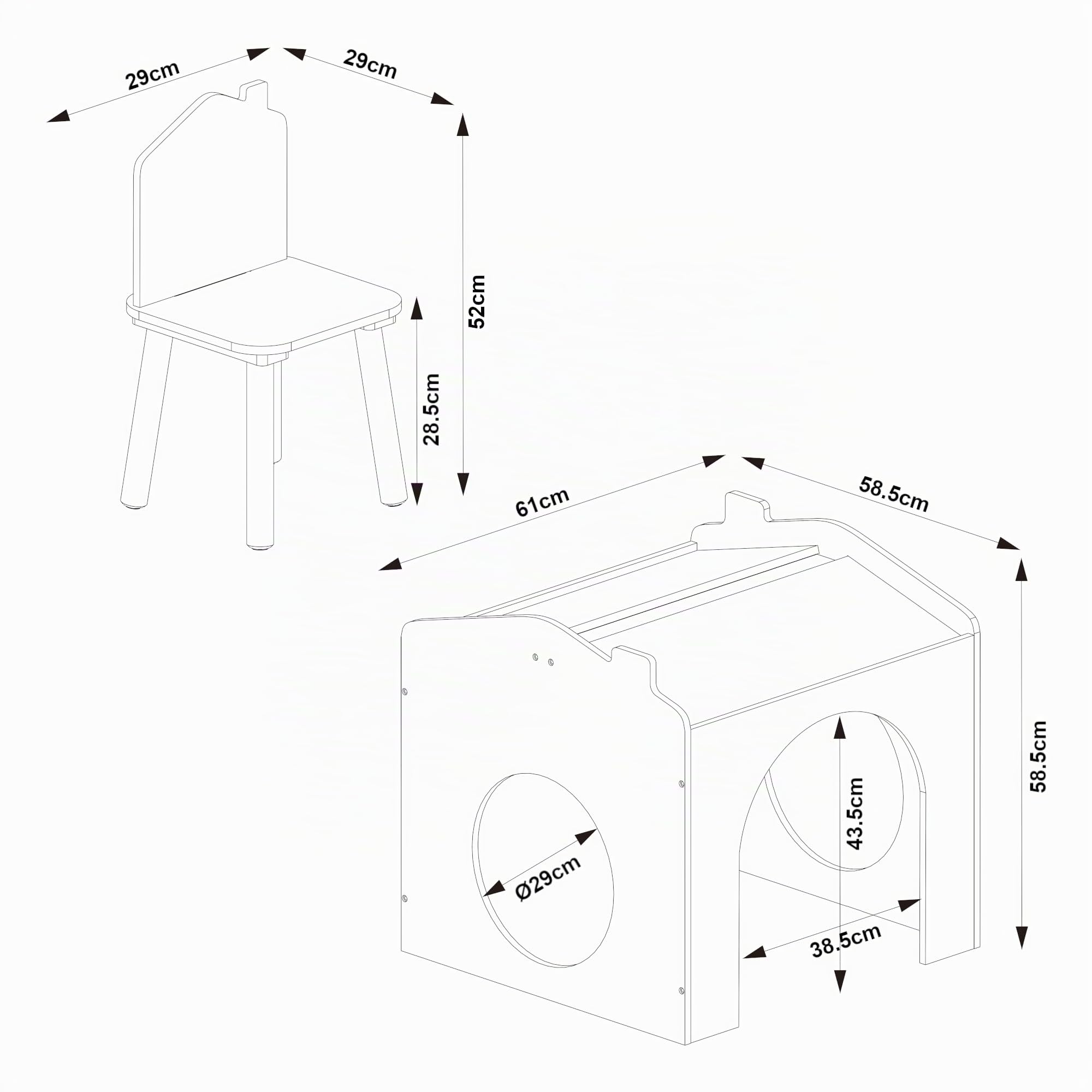 [en.casa] Set Tavolo e Sedie per Bambini Tavolino a Forma di Casetta con Lavagne Inclinate Arredo Creativo Mobili per Cameretta a Misura di Bimbi - Menta Verde
